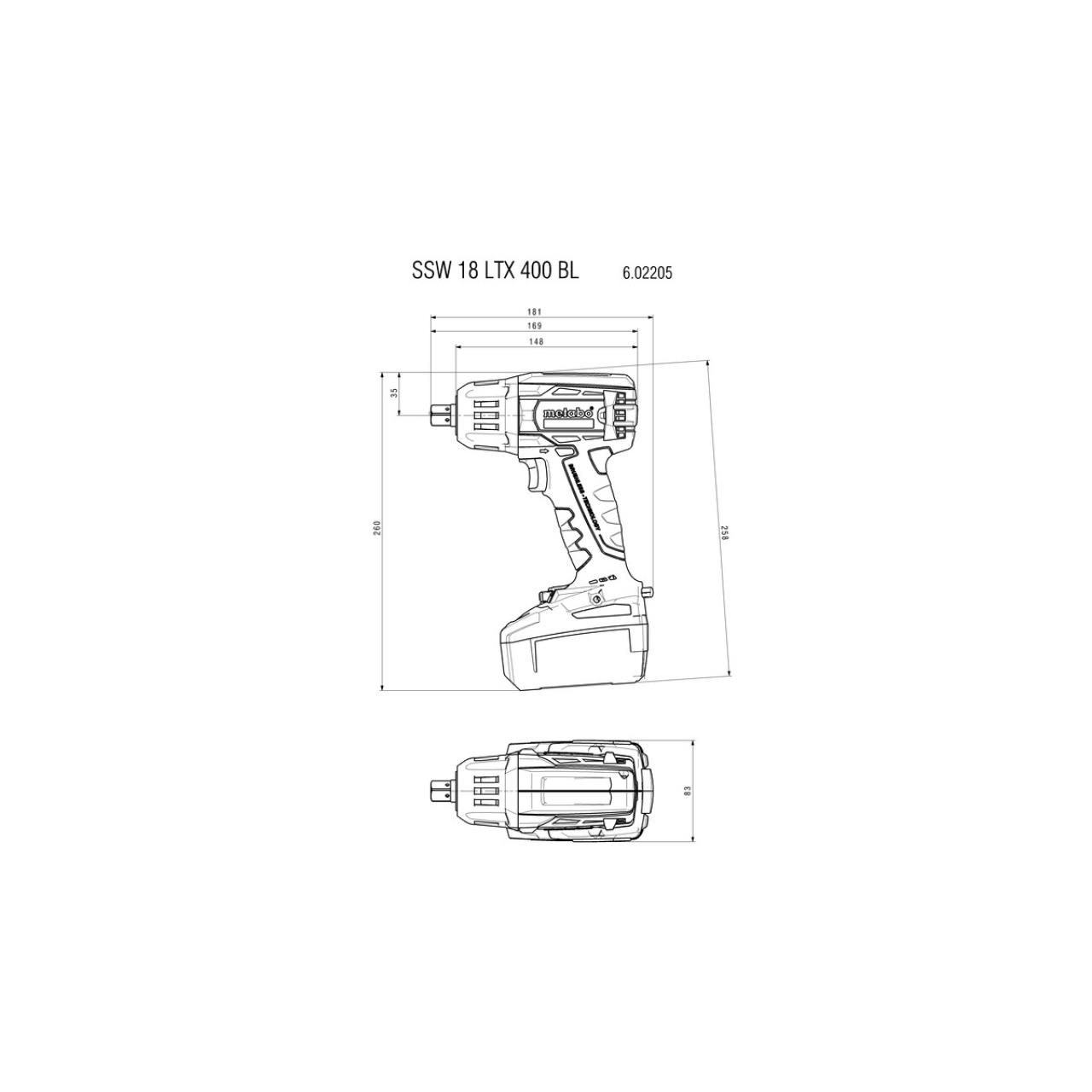 Akku-Schlagschrauber 1/2“ SSW 18 LTX 400 BL - Grundgerät ohne Akku u. Ladegerät
